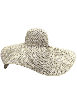 Luxury Divas Cream &amp; White Ultra Wide Brim Straw Floppy Hat