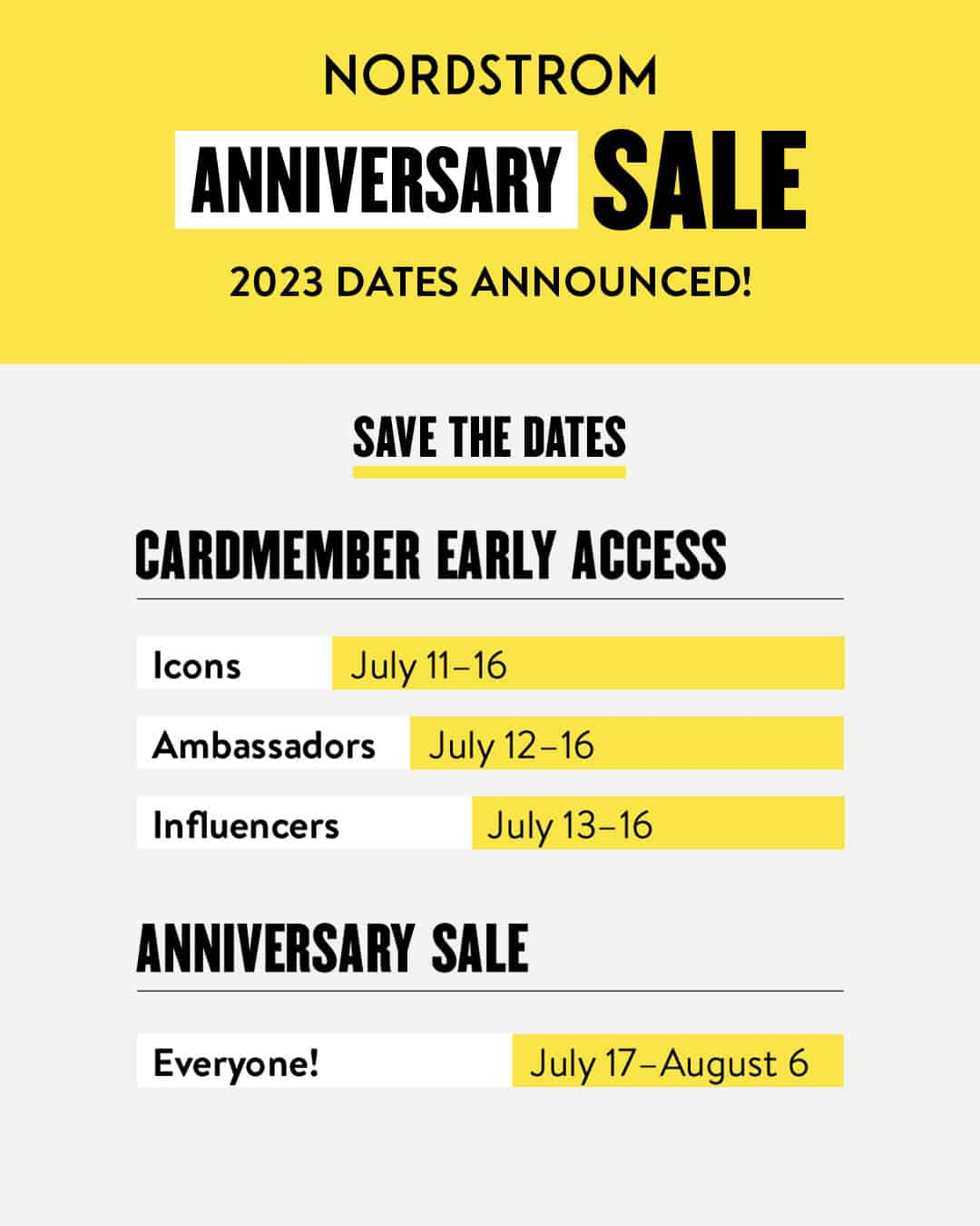 Nordstrom Anniversary sale Access levels