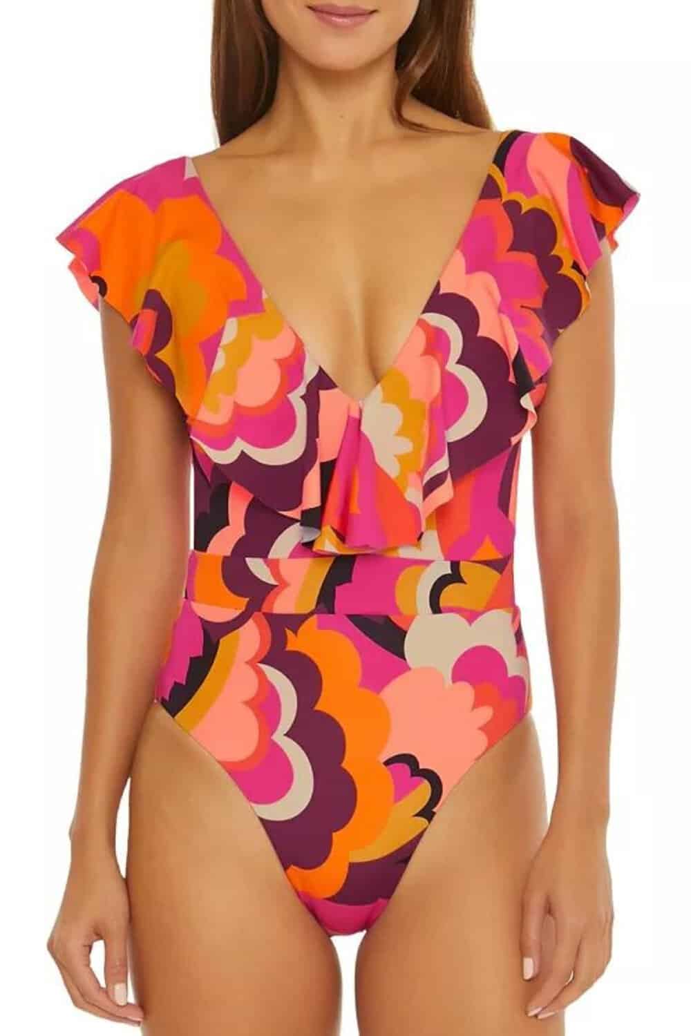 Trina Turk Ruffled Printed Swimsuit