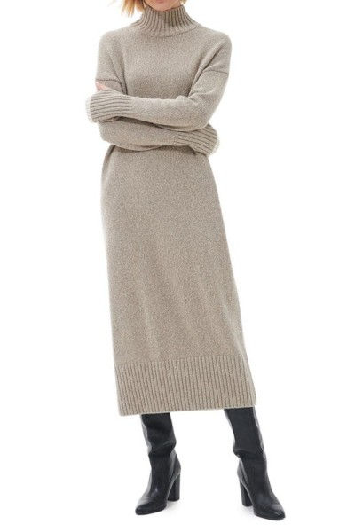 Barbour Beige Gray Sweater Dress