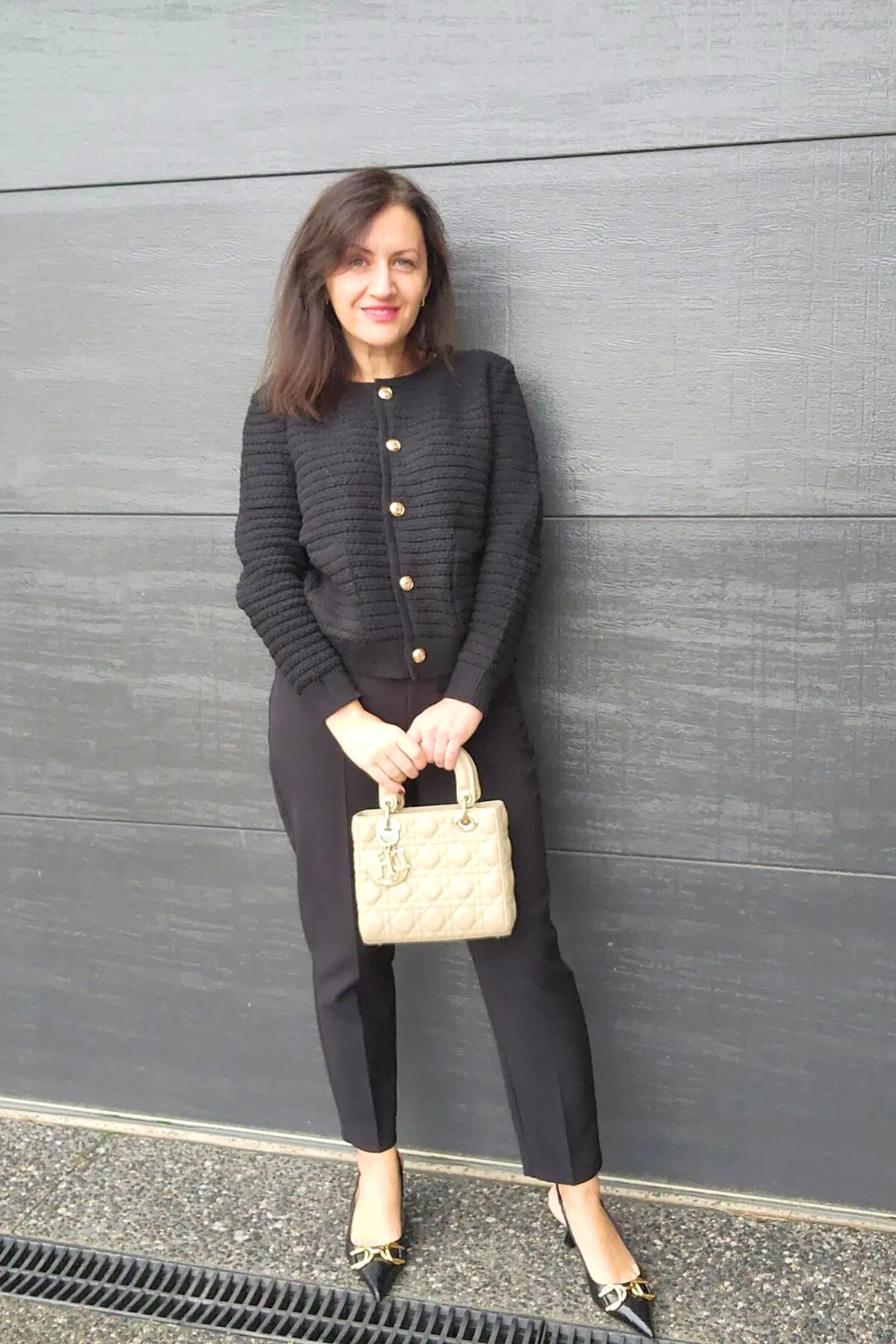 Black Cardigan Outfit - With Black Pants and Pump