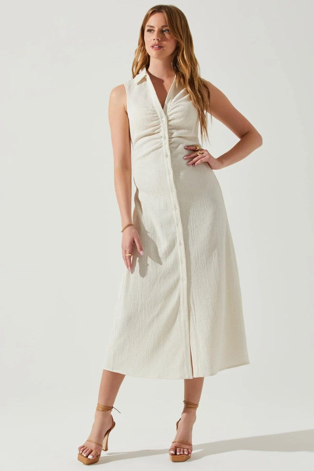 Astr The Label Shirt Dress with Ruched details