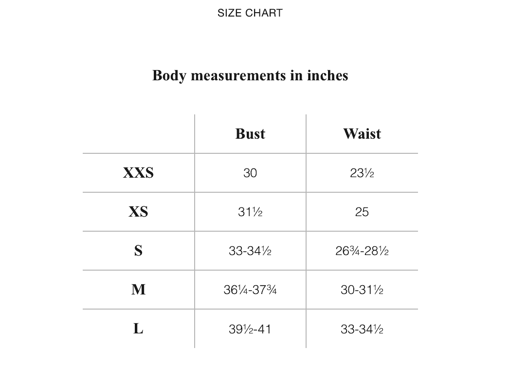 & Other Stories Sizing Chart