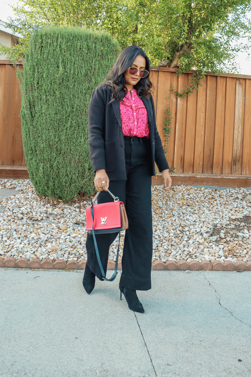Wide Leg Jeans & Sweater Blazer outfit