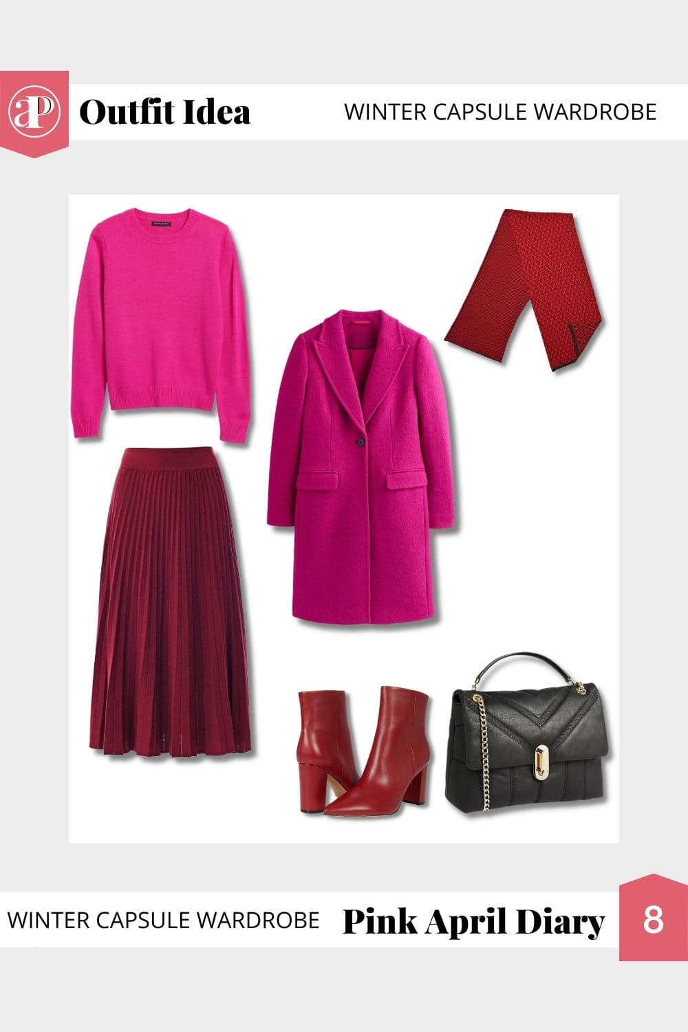 Winter Colorful Capsule - Red and Fuchsia Outfit 1