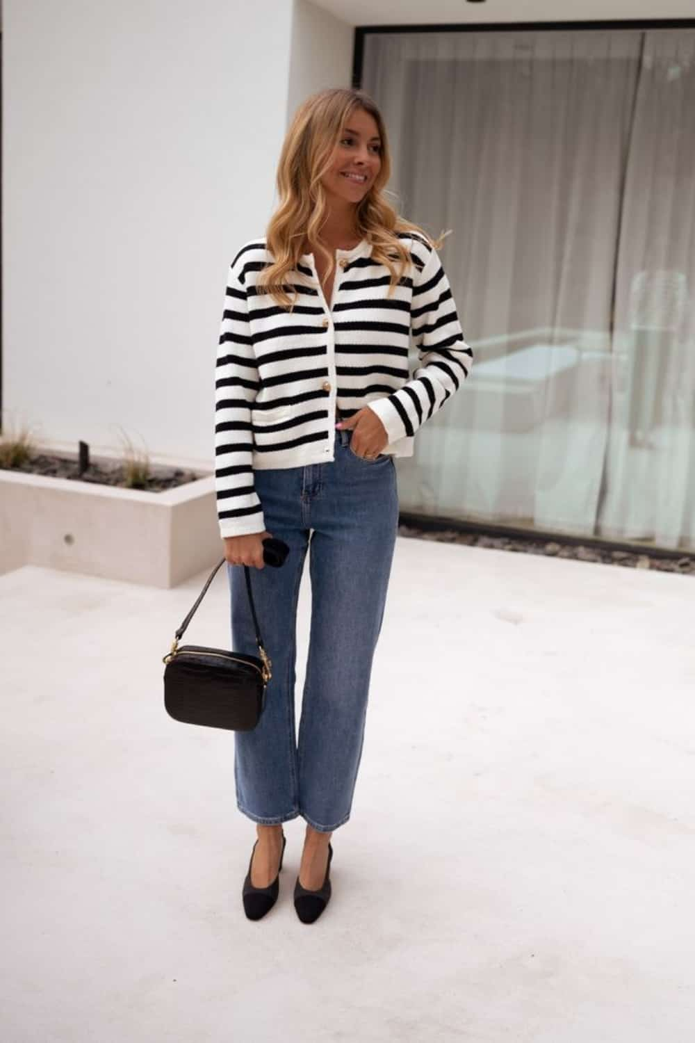 Striped Cardigan as a Top with Jeans