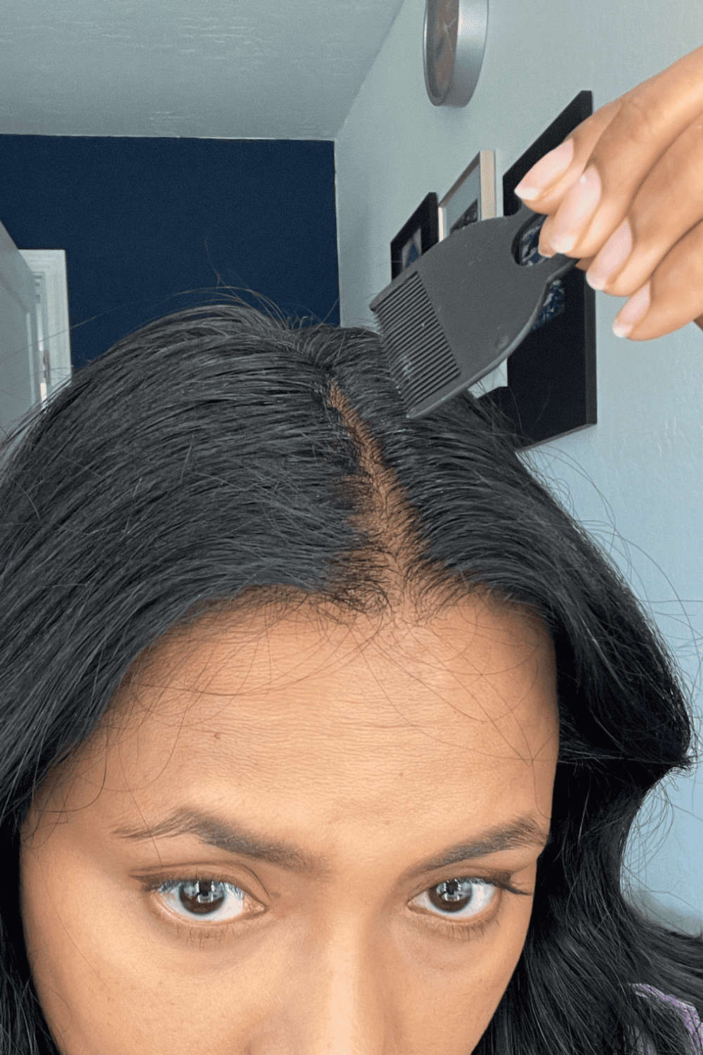 Combing the middle hair line