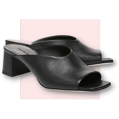 VINCE - Block Heel Mule Sandal - Black
