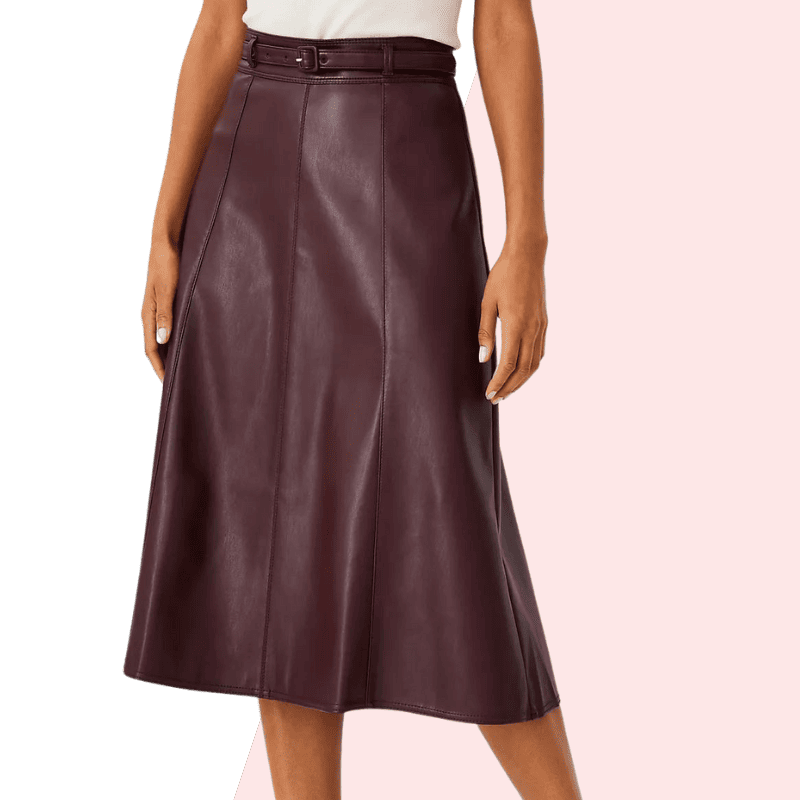 Full Leather Midi Skirt​