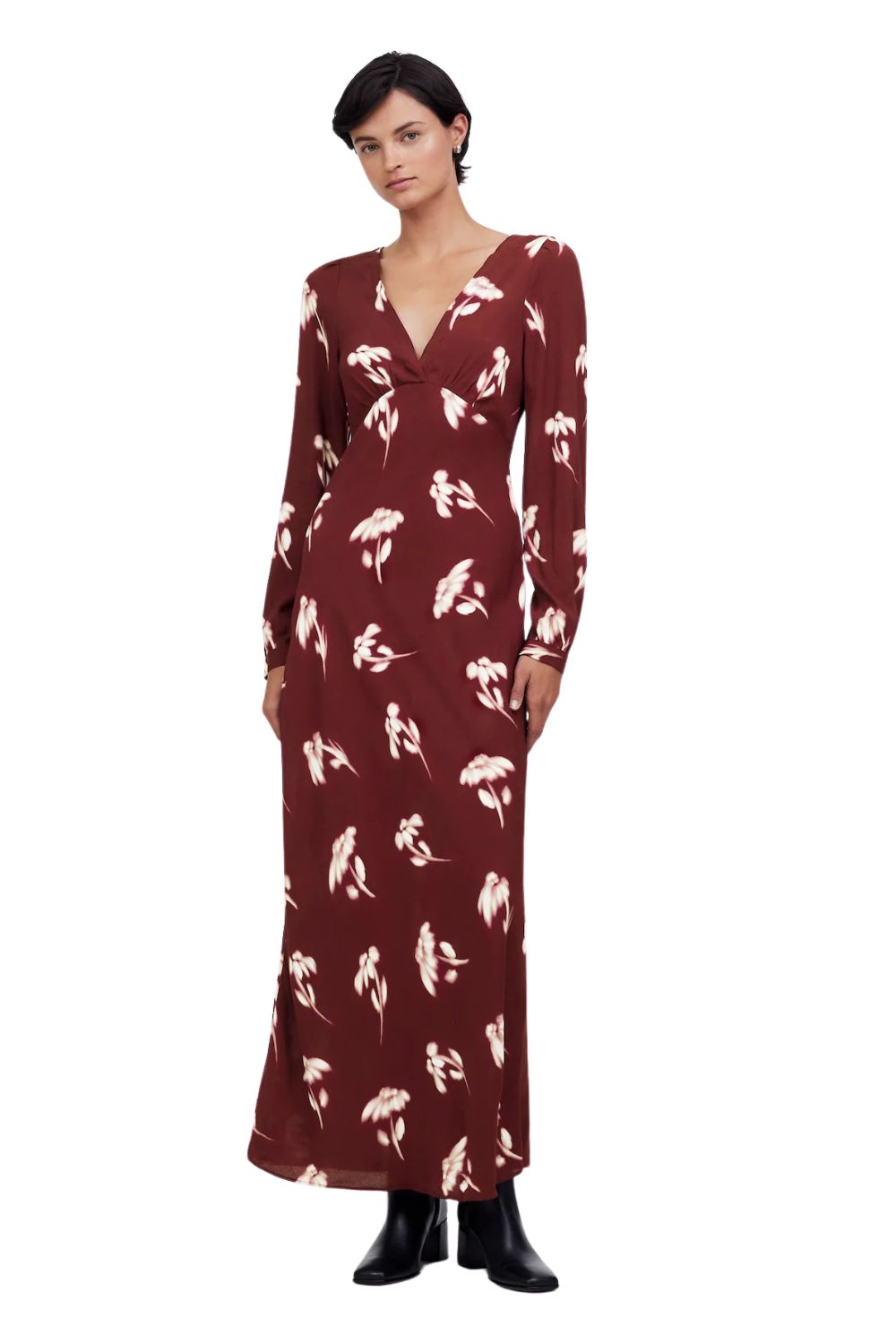 Printed Maxi Dress with Sweetheart Neckline