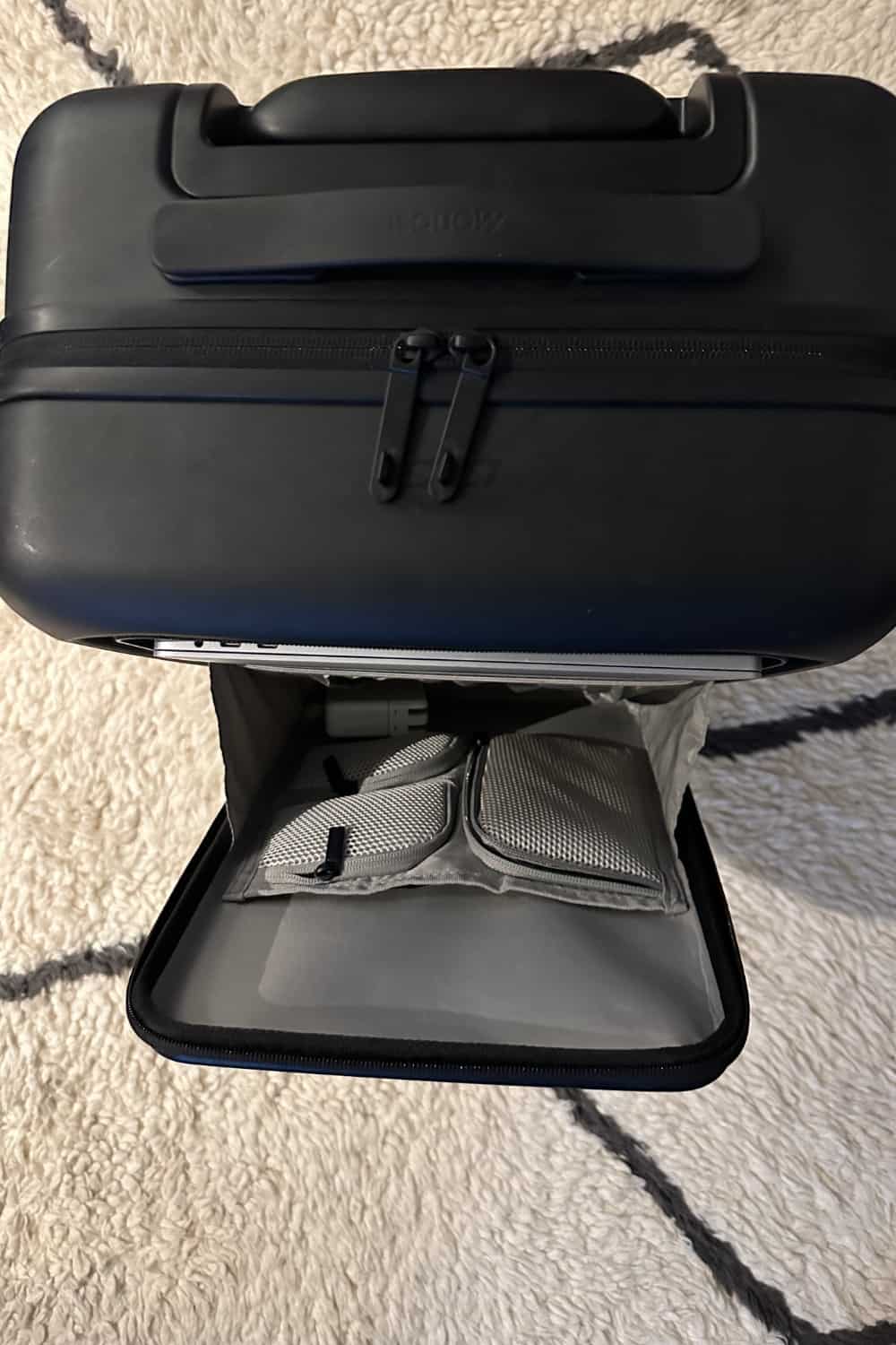 Monos carry on pro suitcase interior pockets of laptop compartment