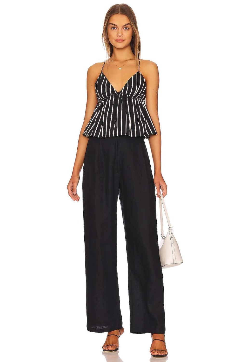 Night time outfit on a beach resort with linen pants
