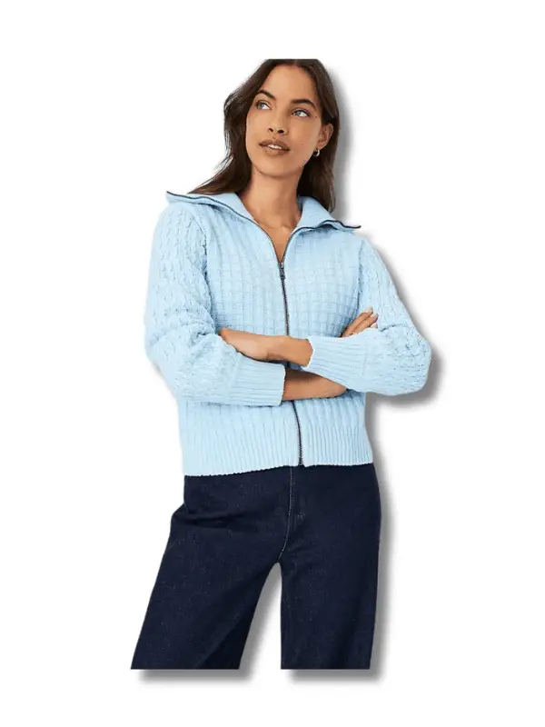 Geo Stitch Zip Sweater Jacket