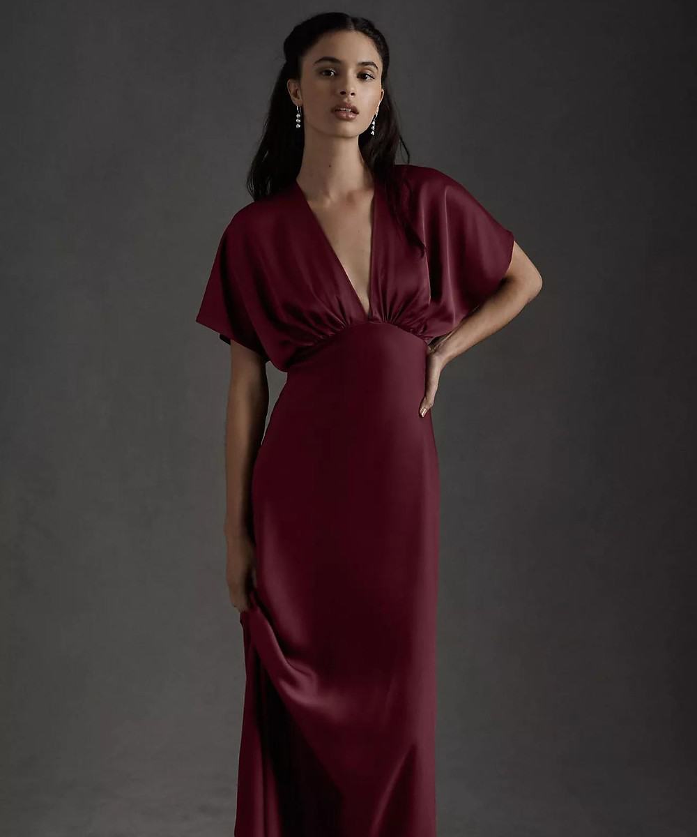 Anthropologie Satin A-Line Gown