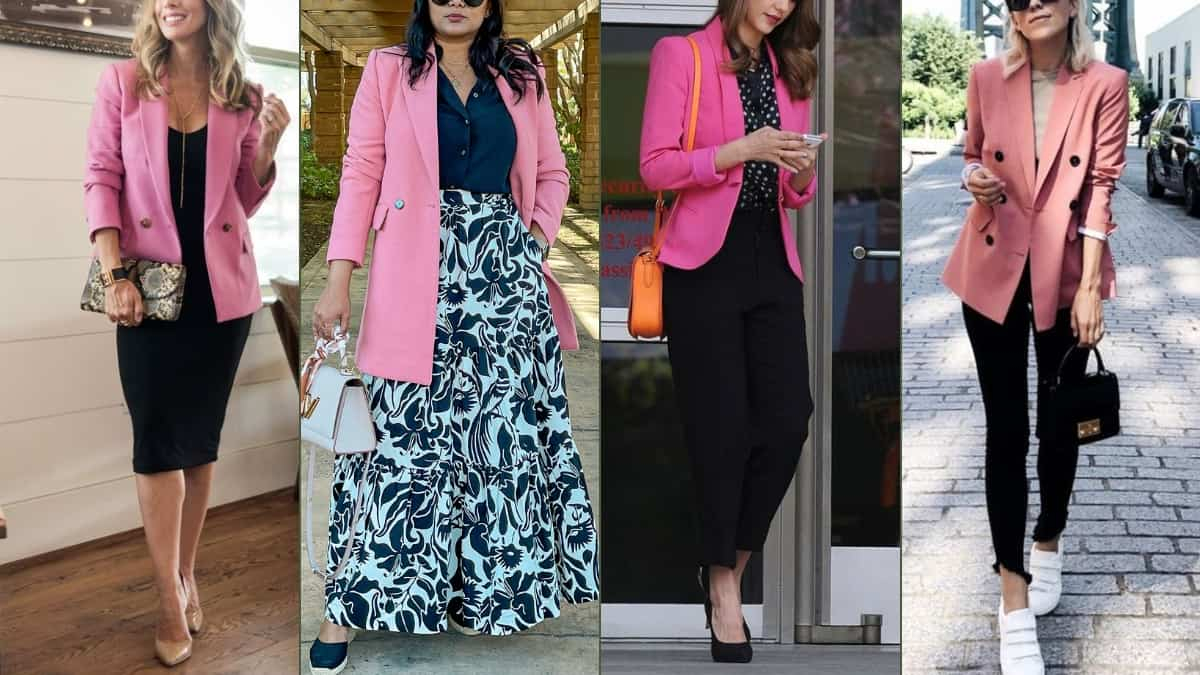 How to wear pink blazer with black
