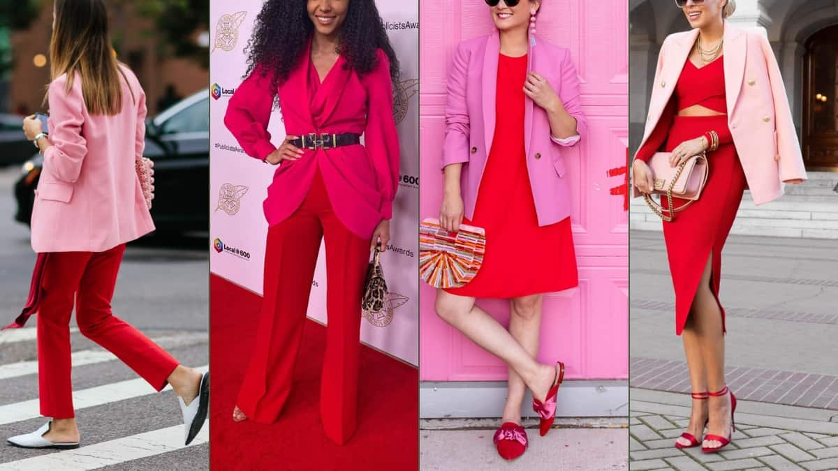 how to wear pink blazer with red