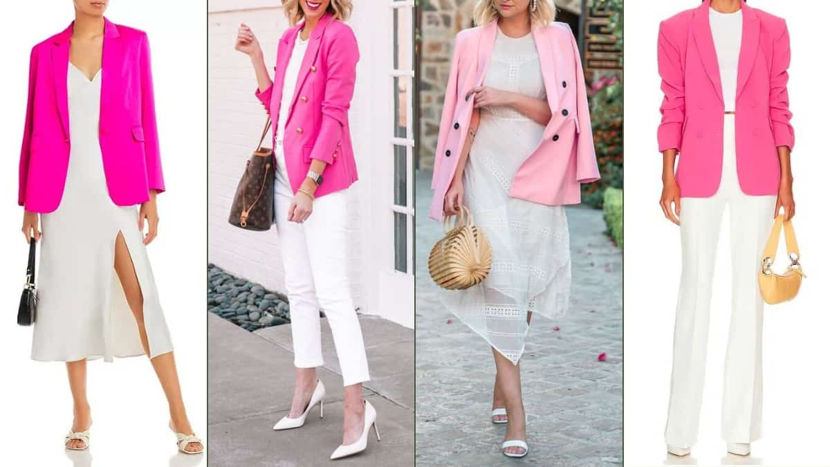 how to wear pink blazer with white