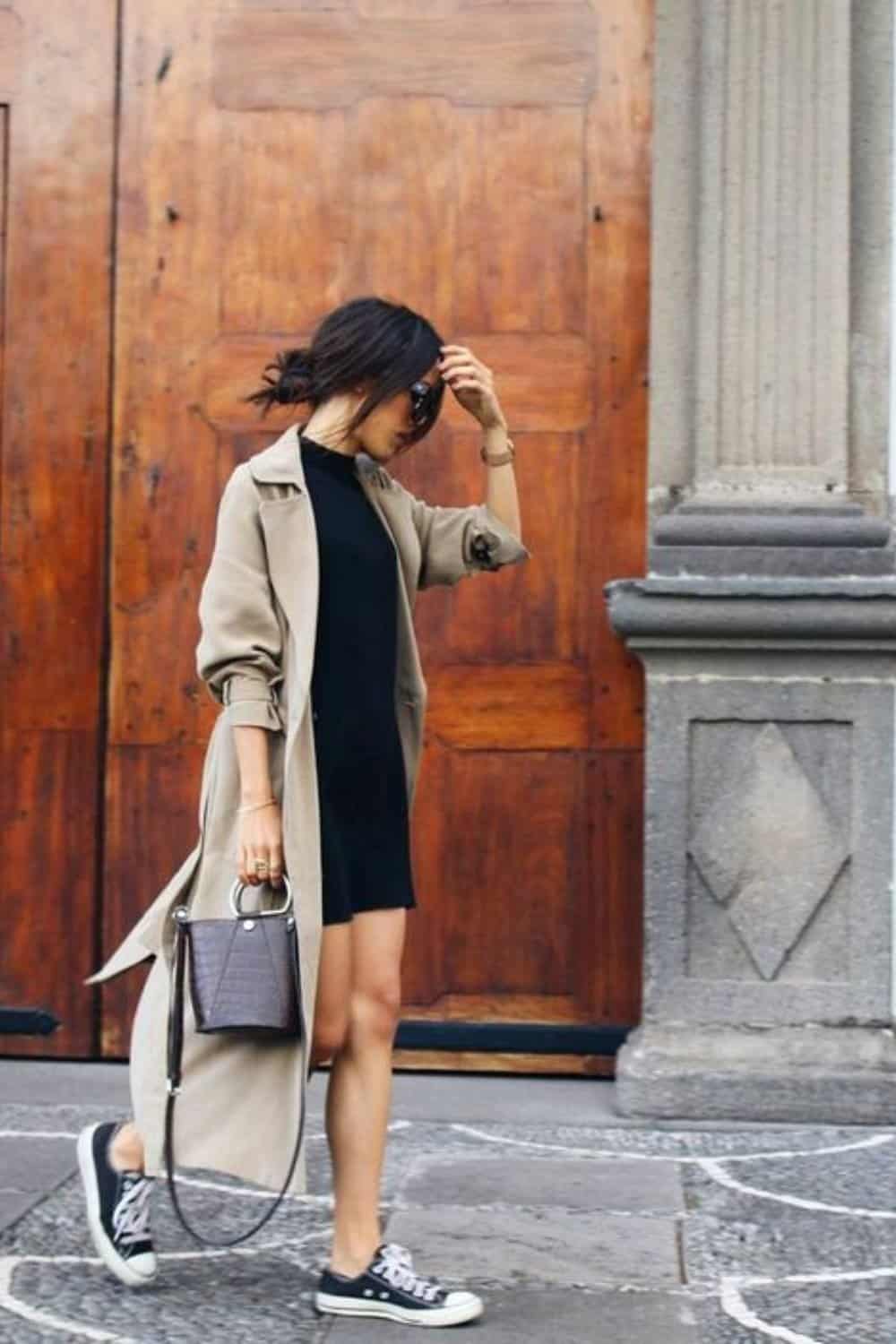 Trench coat over dress