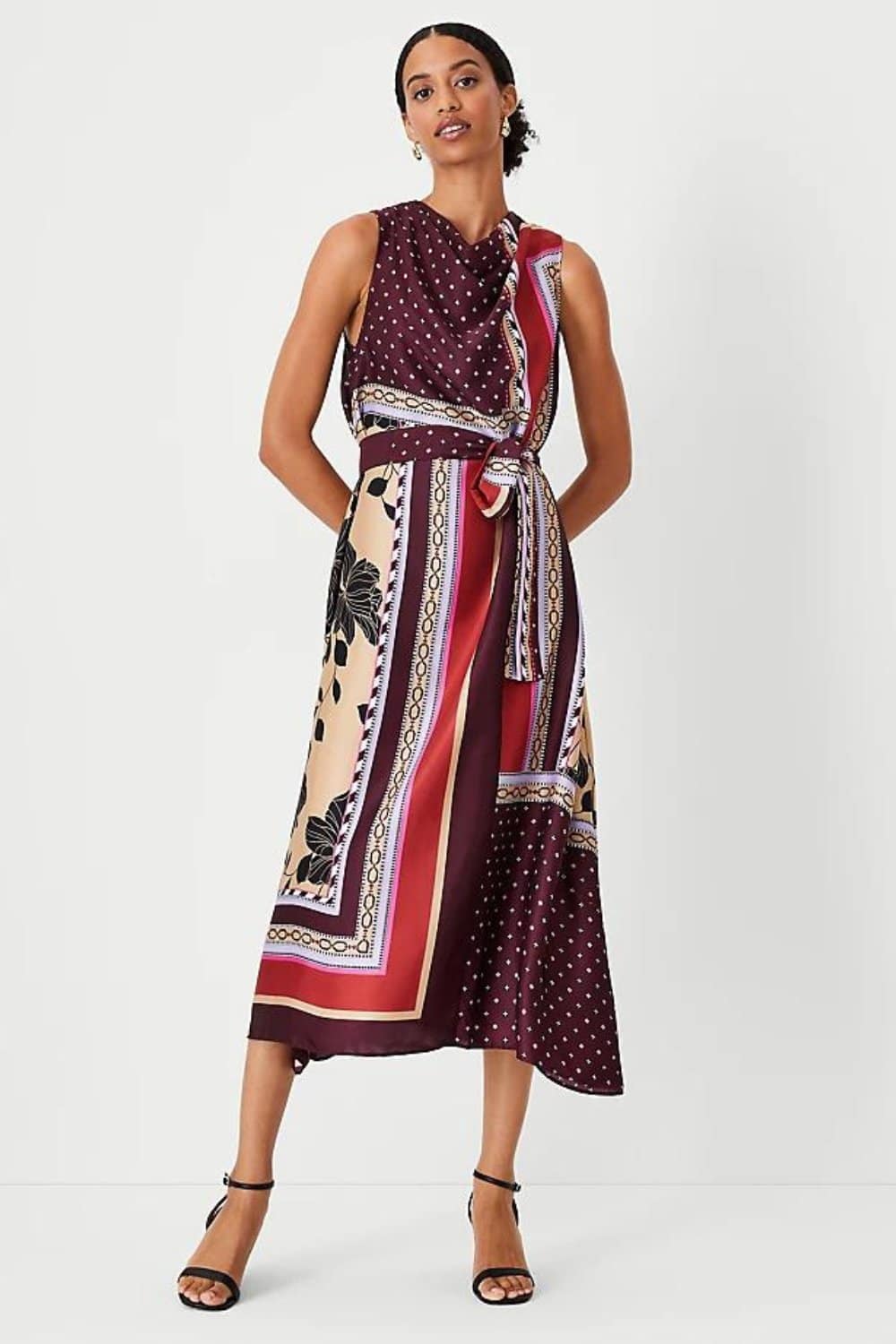 Fall winery outfits with printed dress