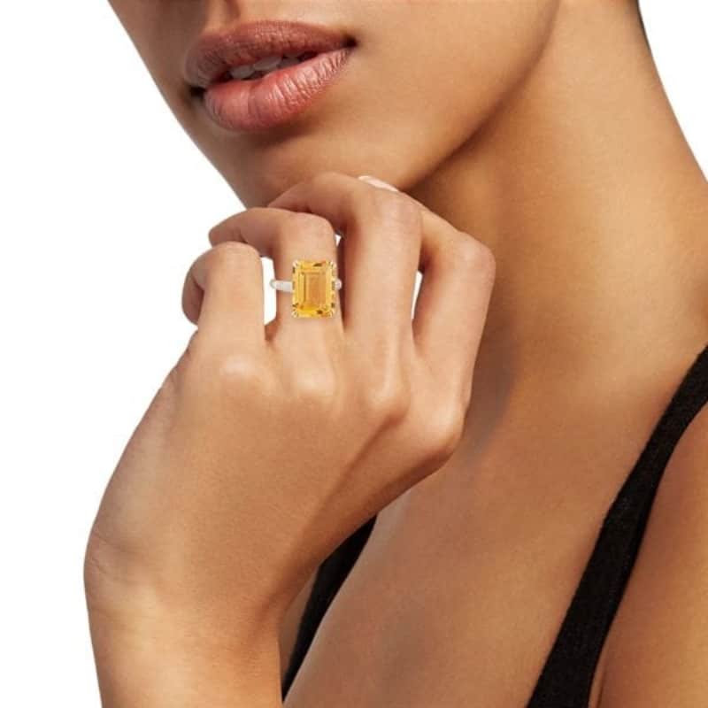 Two-Tone Gold, Citrine and Diamond Ring
