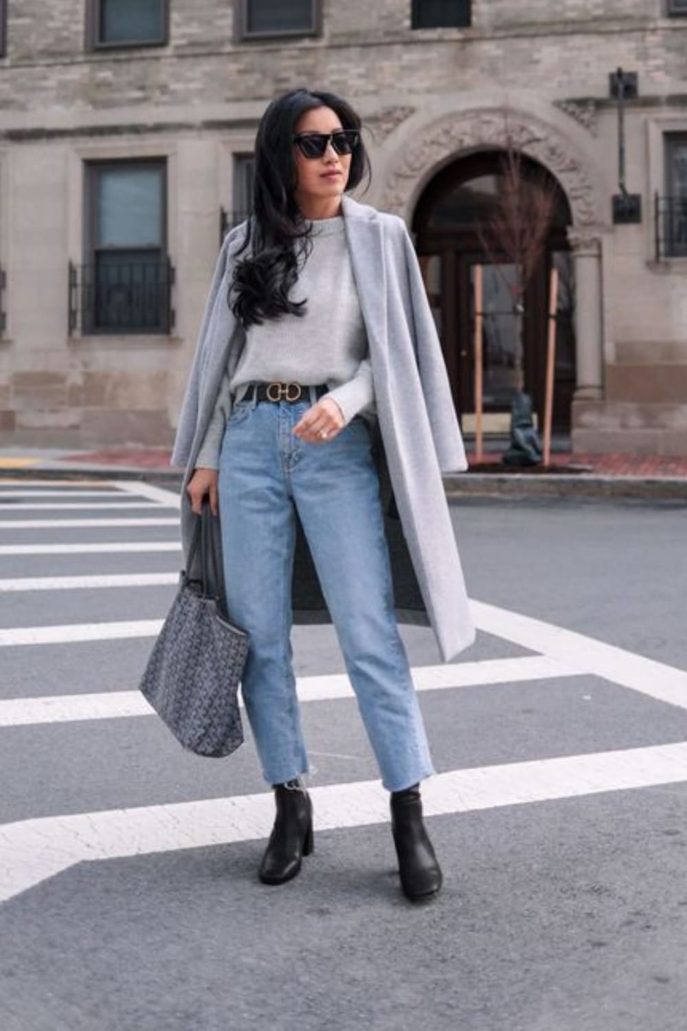 Wear belt with straight leg jeans and ankle boots