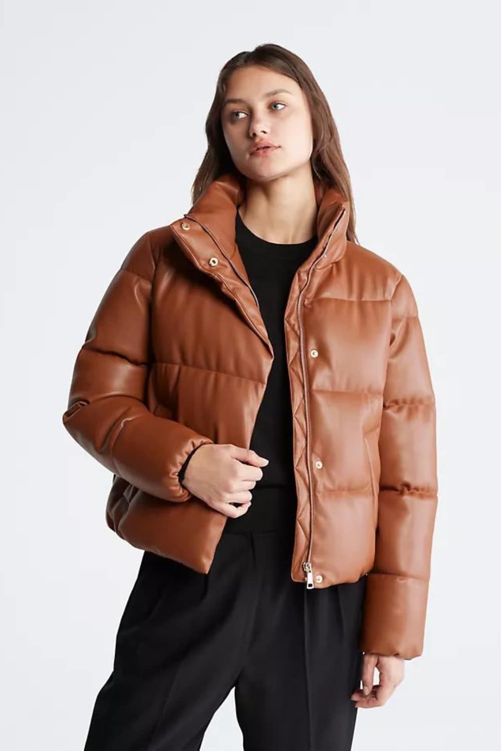 Calvin Klein Faux Leather Puffer Jacket