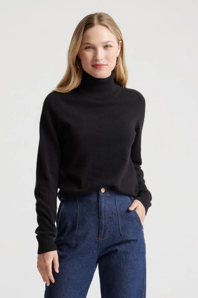 Quince Black Cashmere Turtleneck Sweater
