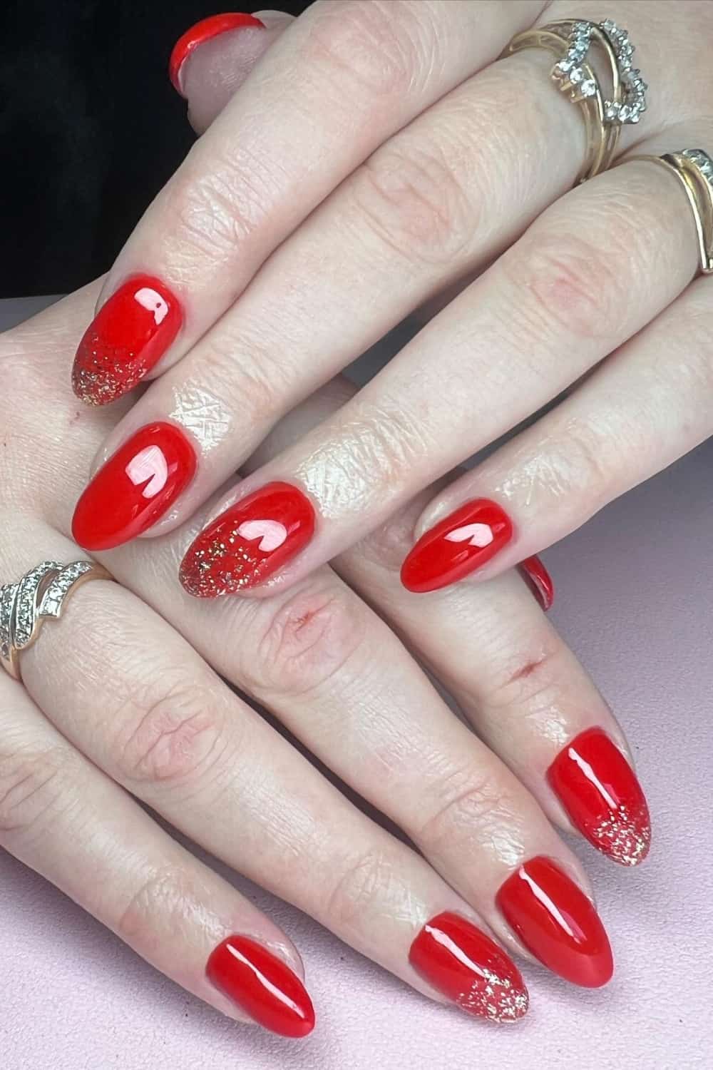 Red glitter Christmas nail idea