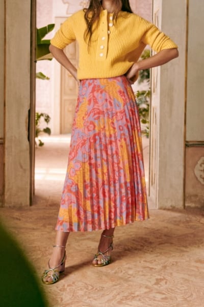 Sezane Floral Midi Skirt