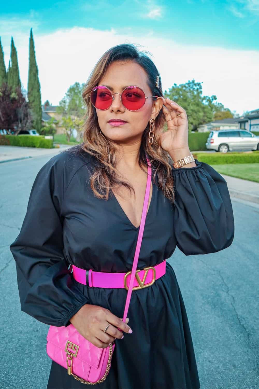 Accessorizing a Black Dress with Colored Sunglasses