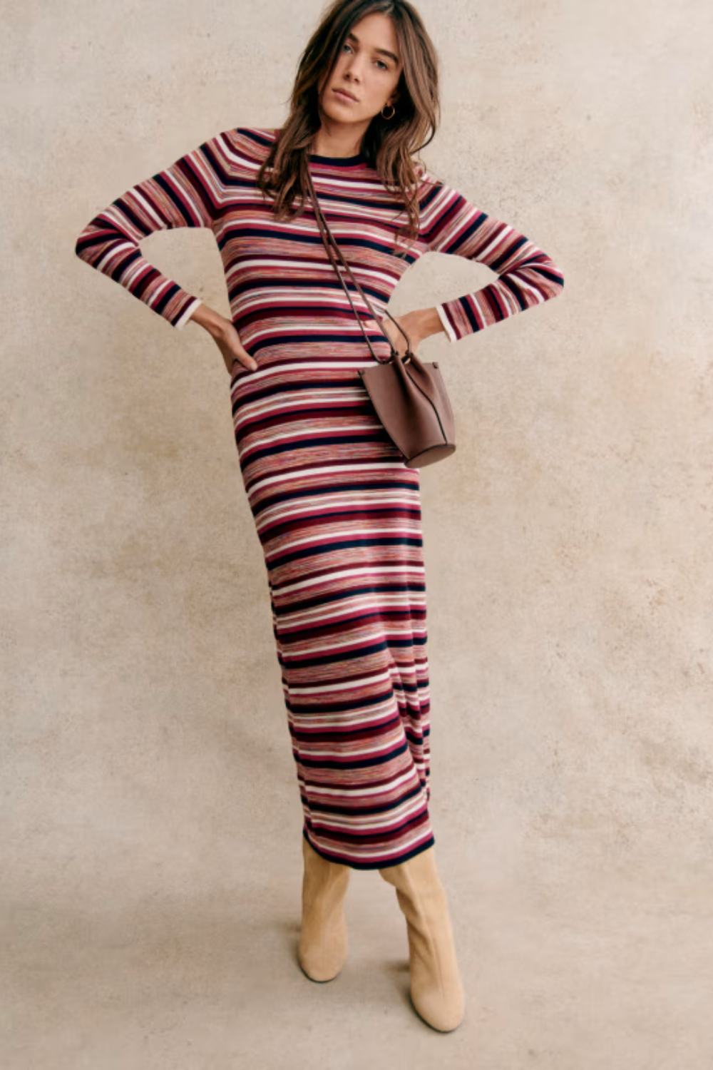 Casual Thanksgiving Outfit Idea - Striped sweater dress