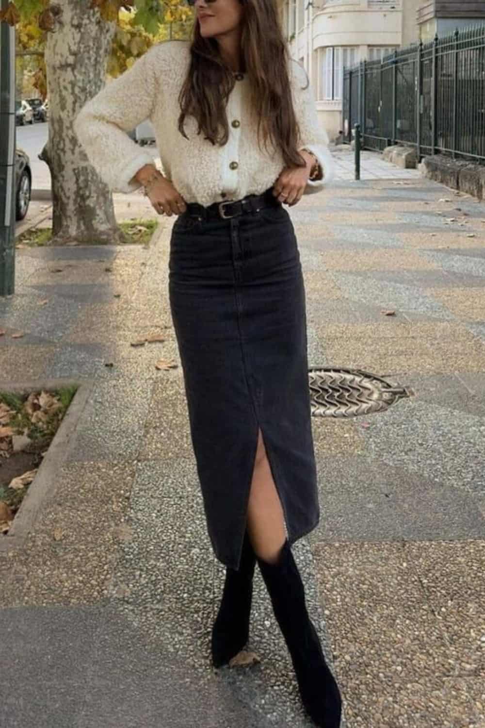 Right Shoes with Sweater and Skirt