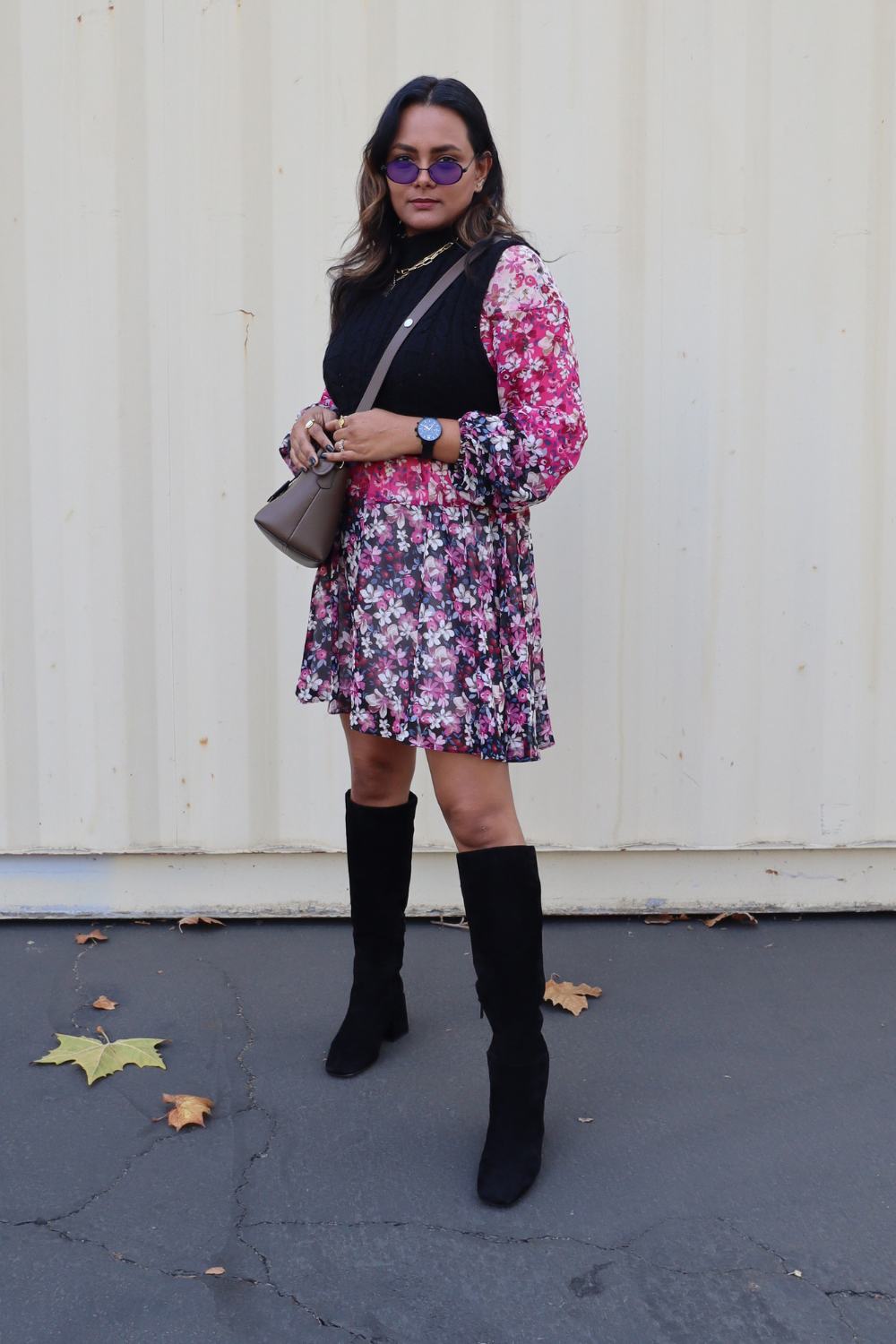 Sweater Vest over Fit and Flare Dress