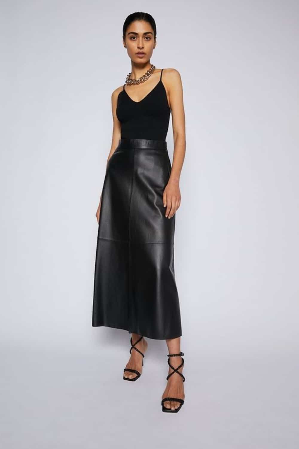 Bar Outfit for ladies - Camisole Leather Skirt
