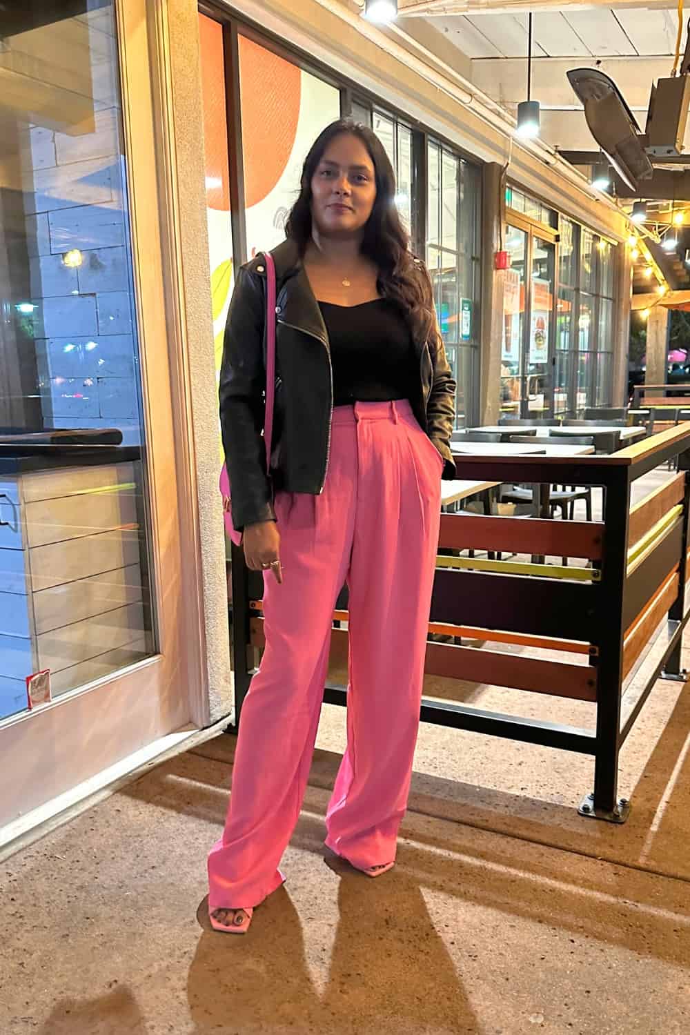 Bar Outfit for Ladies - Colored Pants with Black Sweater