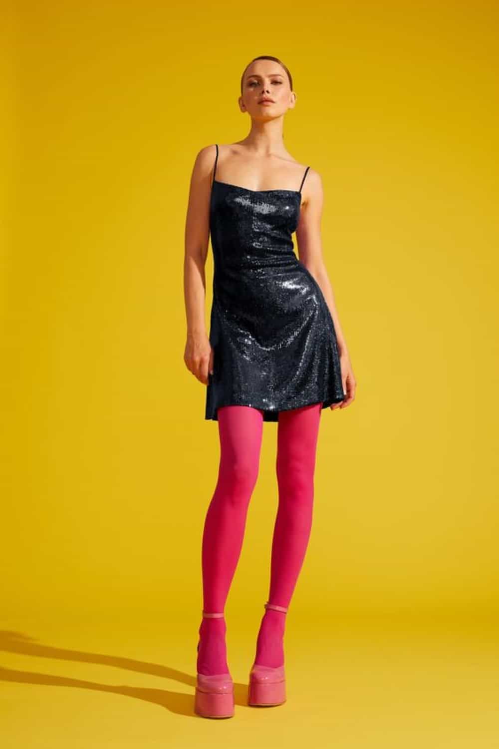 Colored tights with sequin tights