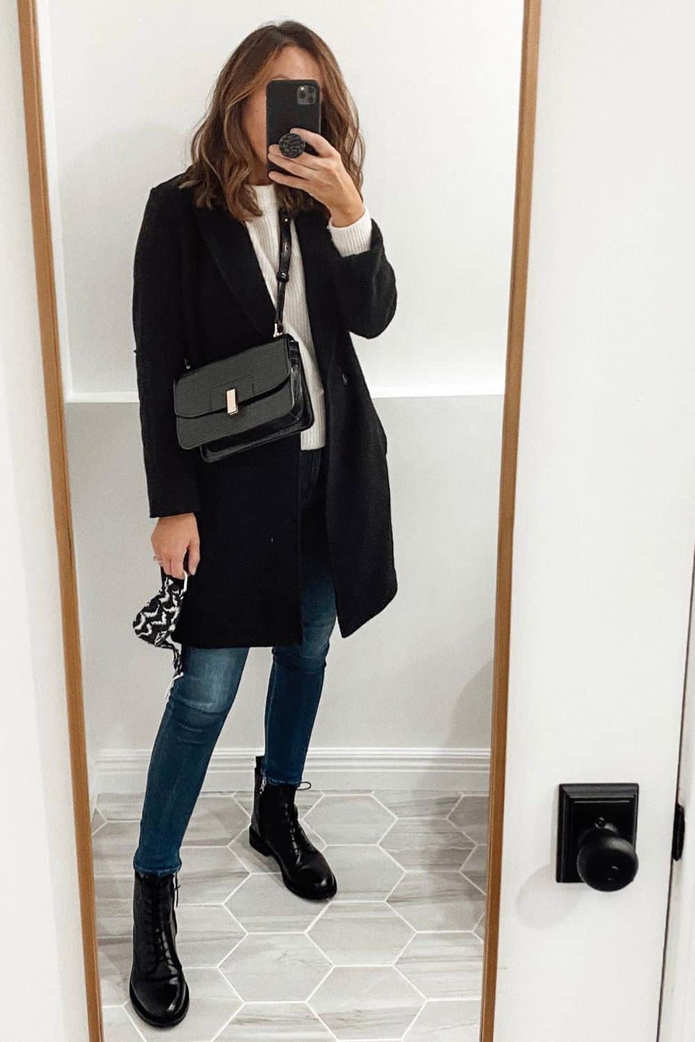 Combat Boots Outfit With Black Coat