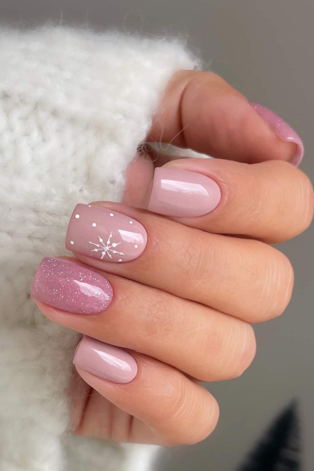 Glitter and Pink Nail Design