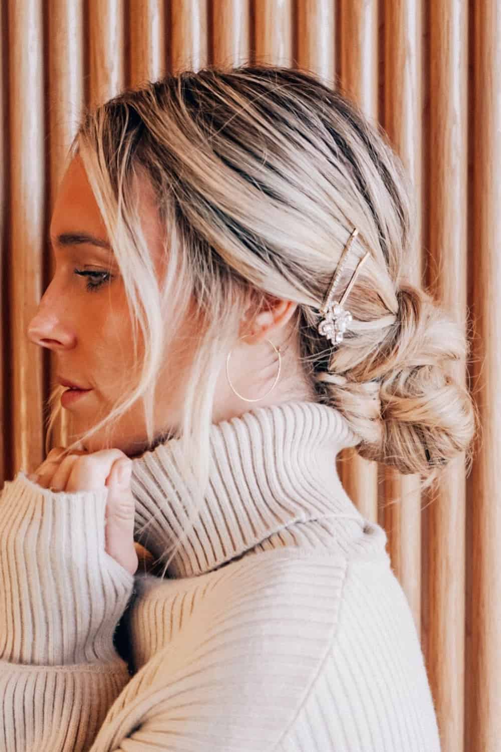 Party Hair Style for Long Hair - Bun with bobby pin