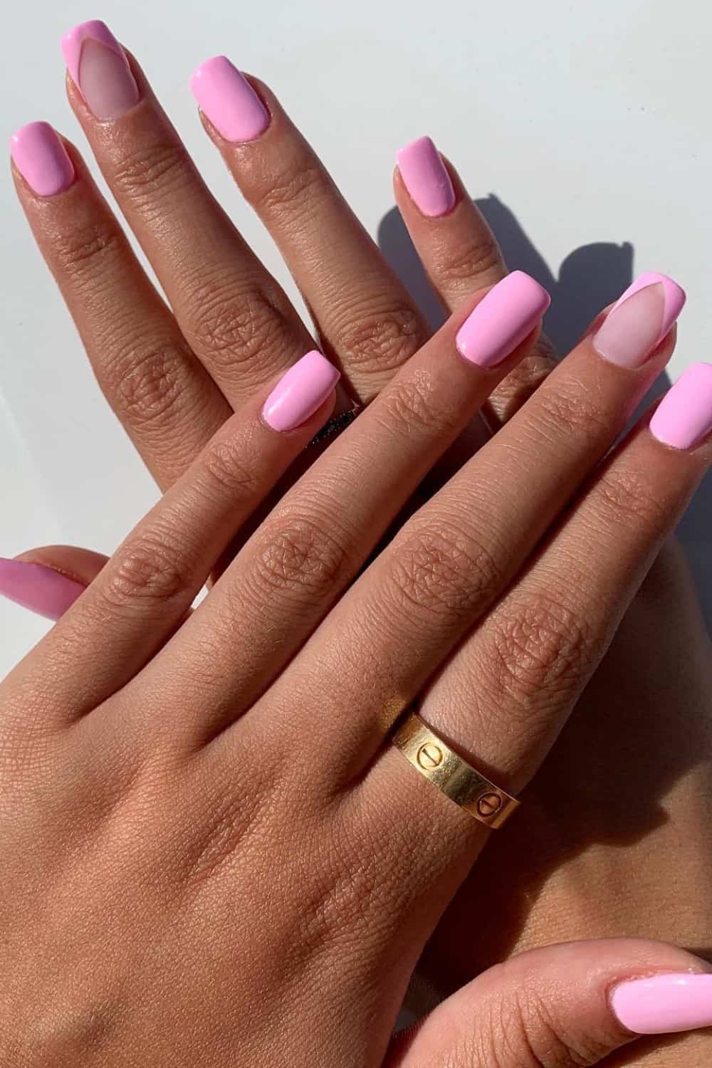 Pink Matte Nail Design for short nails