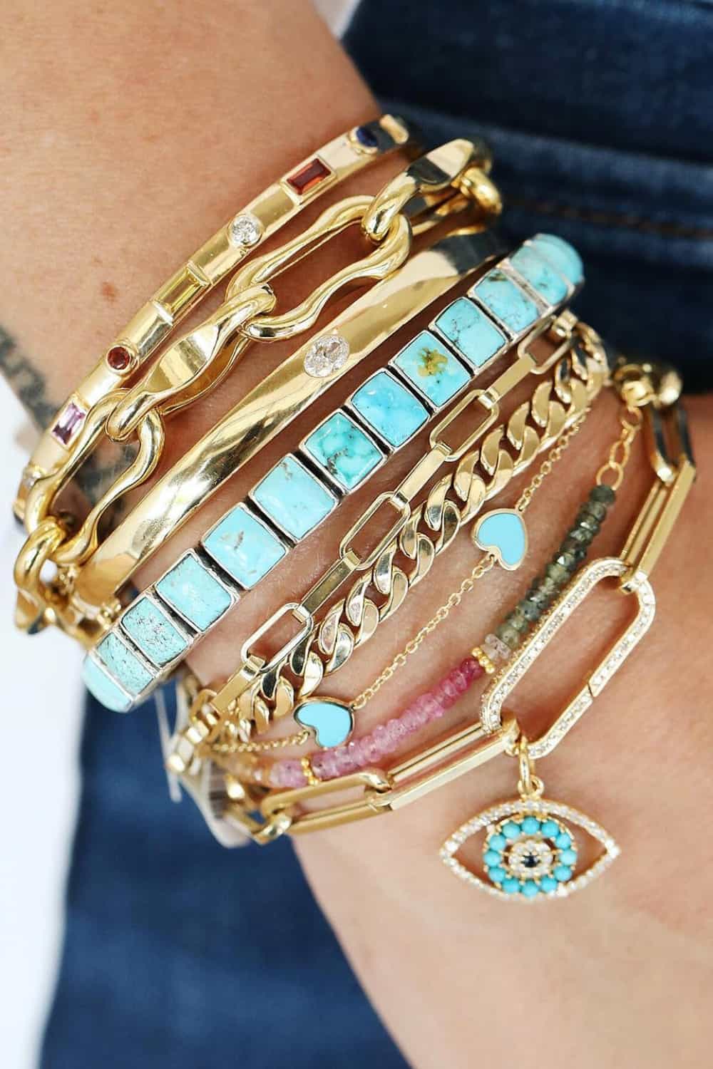 Bohemian style bracelet stacking
