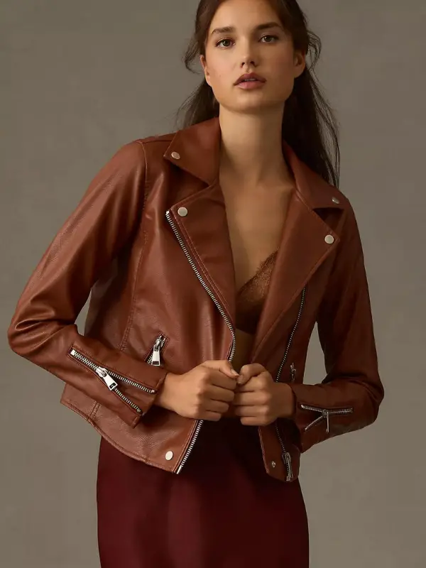 Anthropologie Brown Faux Leather Jacket