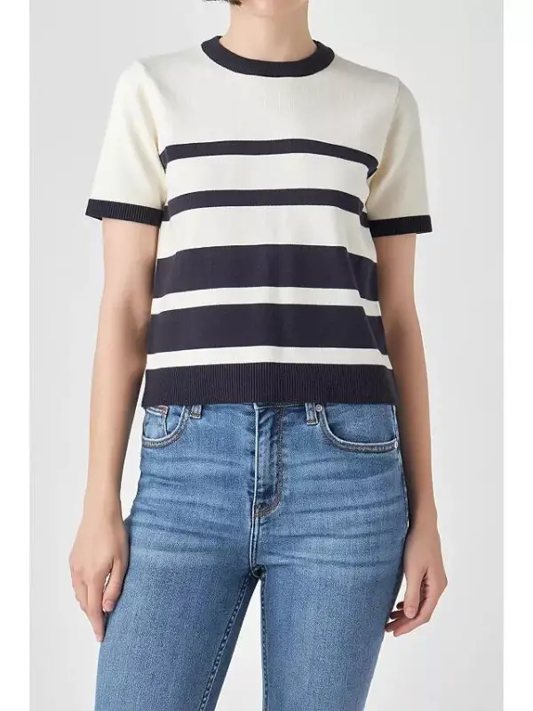 English Factory Striped Knit Top