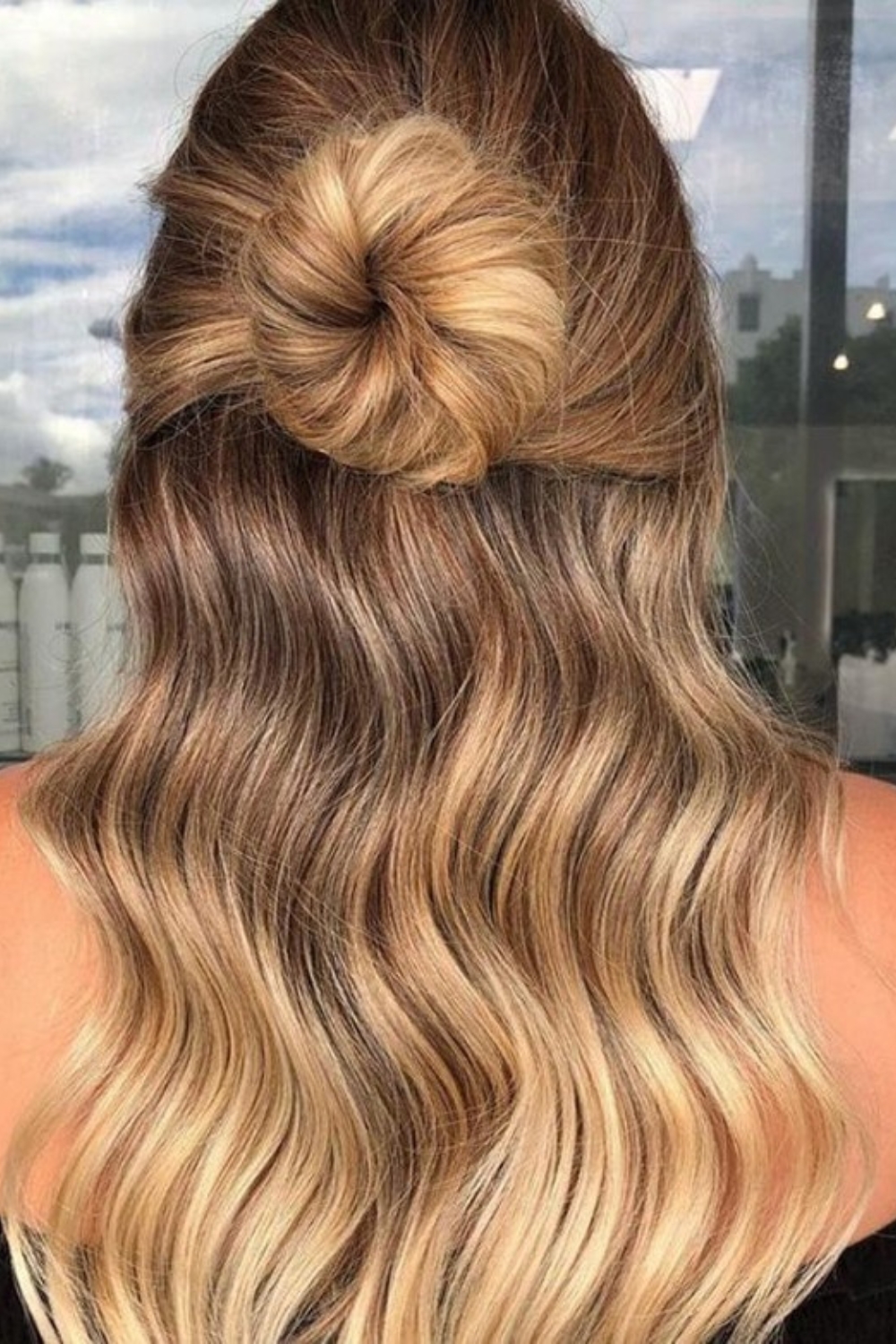 Office Hairstyle For Long Hair - Half Up Bun
