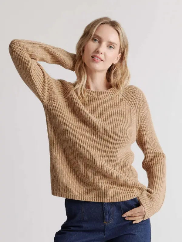 Quince Crewneck Ribbed Sweater