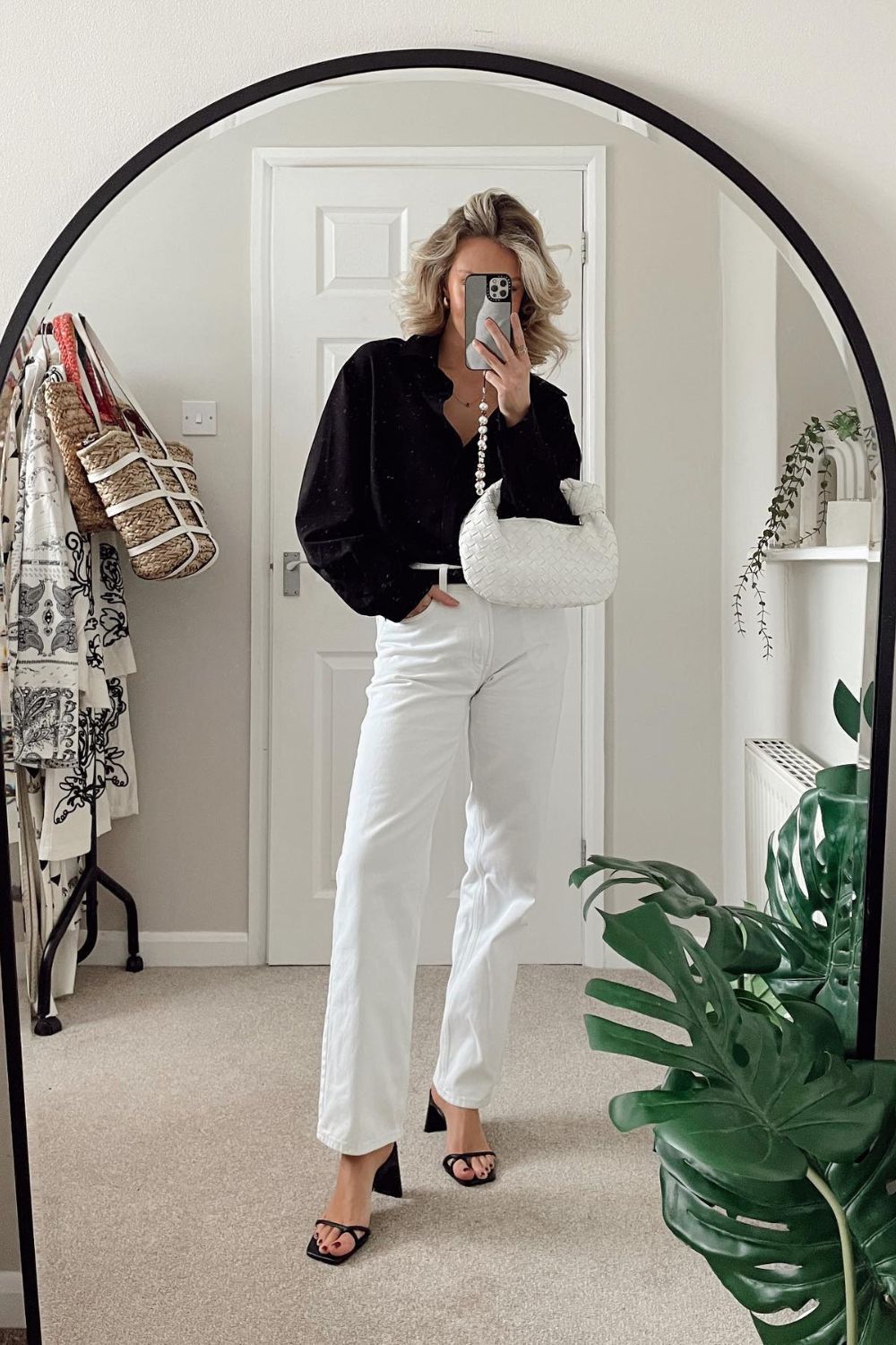 White Jeans and Wear with a Black Shirt