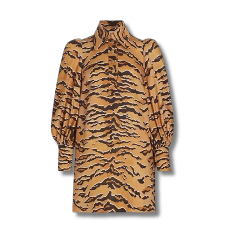 Matchmaker Tiger Print Linen Shift Mini Dress