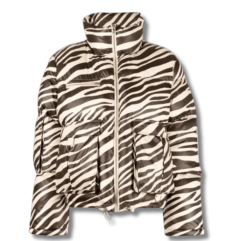 Zebra Print Puffer Jacket