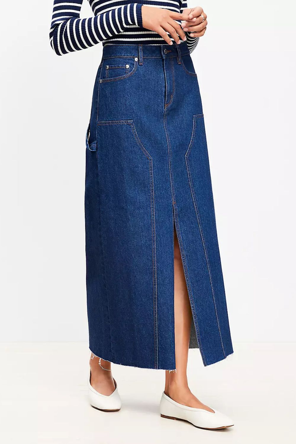 Denim Utility Maxi Skirt