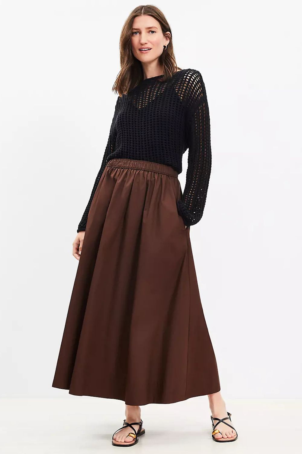 Poplin Pull On Maxi Pocket Skirt